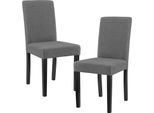Sedia Da Pranzo 'Hamburg' Set Di 2 Sedie Imbottite Gambe In Legno Tessile Grigio Scuro