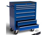 Carrello Da Officina Arebos 7 Cassetti, Chiudibile A Chiave, Tappetini Antiscivolo, Blu