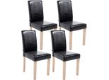 Clp Set Di 4 Sedie Da Pranzo Ina In Pelle Finta Con Struttura In Legno, Nero Naturale