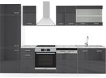 Vicco Cucina Componibile R-Line, 300 Cm Con Piano Di Lavoro, Antracite Lucido/Bianco