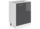 Vicco Mobiletto Base Cucina R-Line, 60 Cm Senza Piano Di Lavoro, Antracite Lucido/Bianco