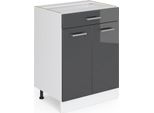 Vicco Mobiletto Base Per Cucina R-Line, 60 Cm Con Cassetto, Senza Piano Di Lavoro, Antracite Lucido/Bianco