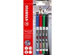 Marcatore Permanente - Stabilo Write-4-All - Fine - Confezione Da 4 - Blu, Rosso, Verde, Nero