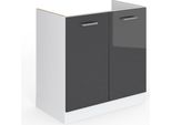 Vicco Mobile Lavello Cucina R-Line, 80 Cm Senza Piano Di Lavoro, Antracite Lucido/Bianco