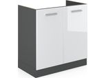 Vicco Mobile Lavello Cucina R-Line, 80 Cm Senza Piano Di Lavoro, Bianco Lucido/Antracite