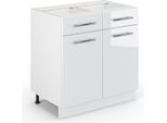 Vicco Mobiletto Base Per Cucina Fame-Line, 80 Cm Senza Piano Di Lavoro, Bianco Lucido/Bianco