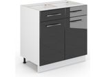 Vicco Mobiletto Base Per Cucina Fame-Line, 80 Cm Con Cassetto, Senza Piano Di Lavoro, Antracite Lucido/Bianco