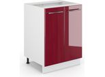 Vicco Mobiletto Base Cucina Fame-Line, 60 Cm Senza Piano Di Lavoro, Rosso Bordeaux Lucido/Bianco