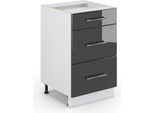 Vicco Mobiletto Base Per Cucina Fame-Line, 50 Cm Senza Piano Di Lavoro, Antracite Lucido/Bianco