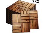 Hengda 3M² Piastrelle Di Legno A Mosaico In Legno Di Acacia 33 Pezzi 30X30 Cm Piastrelle Per Balconi Piastrelle Per Giardini Piastrelle Per Terrazze Per Giardino Balcone