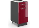 Vicco Mobiletto Base Per Cucina Fame-Line, 40 Cm Senza Piano Di Lavoro, Rosso Bordeaux Lucido/Antracite