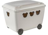 Orso Teddy Box Scatola Portagiochi Con Coperchio E Ruote Scatola Portaoggetti Orso 55L Bianco