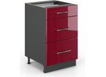 Vicco Mobiletto Base Per Cucina Fame-Line, 50 Cm Senza Piano Di Lavoro, Rosso Bordeaux Lucido/Antracite