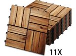 Vingo 1M² Piastrelle Di Legno A Mosaico In Legno Di Acacia 11 Pezzi 30X30 Cm Piastrelle Per Balconi Piastrelle Per Giardini Piastrelle Per Terrazze Piastrelle Per Giardino Balcone