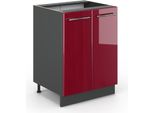 Vicco Mobiletto Base Cucina Fame-Line, 60 Cm Senza Piano Di Lavoro, Rosso Bordeaux Lucido/Antracite