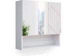 Vicco Specchio Contenitore Bagno Irma, 54 X 55 Cm, Bianco Lucido