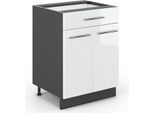 Vicco Mobiletto Base Per Cucina Fame-Line, 60 Cm Con Cassetto, Senza Piano Di Lavoro, Bianco Lucido/Antracite