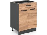 Vicco Mobiletto Base Per Cucina R-Line, 60 Cm Con Cassetto, Senza Piano Di Lavoro, Quercia Dorata/Antracite