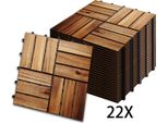 Vingo 2M² Piastrelle Di Legno A Mosaico In Legno Di Acacia 22 Pezzi 30X30 Cm Piastrelle Per Balconi Piastrelle Per Giardini Piastrelle Per Terrazze Piastrelle Per Giardino Balcone