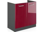 Vicco Mobile Lavello Cucina R-Line, 80 Cm Senza Piano Di Lavoro, Rosso Lucido/Antracite