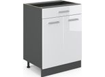 Vicco Mobiletto Base Per Cucina R-Line, 60 Cm Con Cassetto, Senza Piano Di Lavoro, Bianco Lucido/Antracite