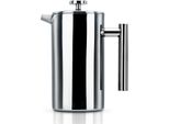 Caffettiera Intirilife In Argento - Caffettiera Da 1 Litro Secondo Il Sistema French Press In Acciaio Inox Con Filtro In Acciaio Inox - Caffettiera A Stantuffo Pressa Caffè