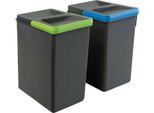 Emuca Recycle 2X7L Bidone Per La Raccolta Differenziata 2 Unità Argento Argento Taglia Unica