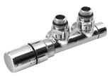 Sapho Twin - Set Di Attacchi Per Valvola Termostatica Per Attacco Centrale, Interasse 50 Mm, Sinistra, Cromo CP3012S