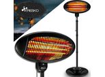 Tresko Riscaldatore A Infrarossi Da Piedistallo 2000W Con Copertura | Riscaldatore Elettrico Da Terrazza Con 3 Impostazioni Di Calore | Riscaldatore Da Terrazza Per Interni Ed Esterni | Riscaldatore A Infrarossi Con Display A Led
