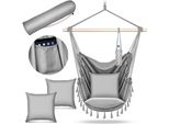 Tillvex Hanging Chair Grey 2 Cuscini Da Appendere | Hanging Chair Con Portabicchieri E Scomparto Per Libri | Hanging Seat Resistente Alle Intemperie - Indoor & Outdoor | Cestino Da Appendere Con Borsa Per Adulti E Bambini
