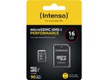 Intenso Performance - Scheda Di Memoria Flash (Adattatore Microsdhc/Sd Incluso) - 16 Gb - UHS-I U1 / Class10 - Microsdhc UHS-I