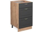 Vicco Mobiletto Base Per Cucina Fame-Line, 50 Cm Senza Piano Di Lavoro, Antracite-Oro/Quercia Dorata