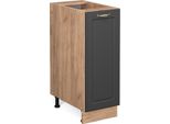 Vicco Armadio Cucina Dispensa Alto Fame-Line, 30 Cm Senza Piano Di Lavoro, Antracite-Oro/Quercia Dorata