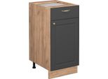 Vicco Mobiletto Base Per Cucina Fame-Line, 40 Cm Senza Piano Di Lavoro, Antracite-Oro/Quercia Dorata