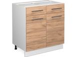 Vicco Mobiletto Base Per Cucina Fame-Line, 80 Cm Senza Piano Di Lavoro, Quercia Dorata/Bianco