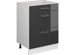Vicco Mobiletto Base Per Cucina R-Line, 60 Cm Con Cassetti, Senza Piano Di Lavoro, Antracite Lucido/Bianco