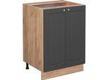 Vicco Mobiletto Base Cucina Fame-Line, 60 Cm Senza Piano Di Lavoro, Antracite-Oro/Quercia Dorata