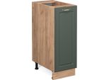 Vicco Armadio Cucina Dispensa Alto Fame-Line, 30 Cm Senza Piano Di Lavoro, Verde-Oro Country House/Quercia Dorata