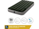 Letto Ad Aria Intex - 1 Persona - 99 X 191 X 25 Cm - Verde - Con Pompa A Pedale Incorporata + Lenzuola Antracite + Cuscino + Federe Molton 2 In 1 + Set Di Riparazione