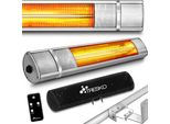 Tresko Riscaldatore Radiante A Infrarossi 2000W Argento Con Telecomando E Copertura | Riscaldatore Da Patio Elettrico Con 3 Impostazioni Di Calore | Riscaldatore Da Patio Per Interni E Per Esterni | Riscaldatore Radiante A Parete Riscaldatore A Infrarossi Riscaldatore Al Quarzo Riscaldatore Da Tavolo