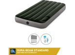 Letto Ad Aria Intex - 1 Persona - 99 X 191 X 25 Cm - Verde - Con Pompa A Pedale Incorporata + Lenzuola Antracite + Set Di Riparazione