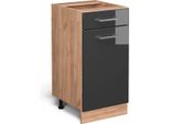 Vicco Mobiletto Base Per Cucina R-Line, 40 Cm Senza Piano Di Lavoro, Antracite Lucido/Quercia Dorata