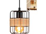 Zmh Lampada A Sospensione In Rattan Vintage 1 Lampada A Sospensione In Legno A Fiamma Lampada Da Cucina Lampada A Sospensione Da Tavolo Lampada Nera Paralume Cesto Per Sala Da Pranzo