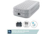 Intex Airbed - 1 Persona - 99 X 191 X 51 Cm - Grigio - Con Pompa Incorporata, Lenzuolo Antracite E Kit Di Riparazione