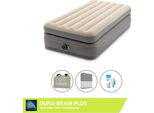 Intex Airbed - 1 Persona - 99 X 191 X 51 Cm - Grigio - Con Pompa Incorporata, Lenzuolo Antracite E Kit Di Riparazione