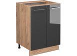Vicco Mobiletto Base Cucina Fame-Line, 60 Cm Senza Piano Di Lavoro, Antracite Lucido/Quercia Dorata