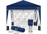 Tillvex Gazebo 3X3M Blu - Con 2 Pannelli Laterali Impermeabili | Gazebo Pieghevole Pop-Up Regolabile In Altezza | Tenda Da Giardino Protezione Uv 50+ | Tenda Da Festa Con Borsa Per Giardino