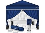 Gazebo Tillvex 3X3M Blu - Con 4 Pannelli Laterali Impermeabili | Gazebo Pieghevole Pop-Up Regolabile In Altezza | Tenda Da Giardino Protezione Uv 50+ | Tenda Da Festa Con Borsa Per Giardino