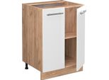 Vicco Mobiletto Base Cucina Fame-Line, 60 Cm Senza Piano Di Lavoro, Bianco Lucido/Quercia Dorata