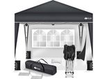 Gazebo Tillvex 3X3M Antracite - Con 2 Pannelli Laterali Impermeabili | Gazebo Pieghevole Pop-Up Regolabile In Altezza | Tenda Da Giardino Protezione Uv 50+ | Tenda Da Festa Con Borsa Per Giardino